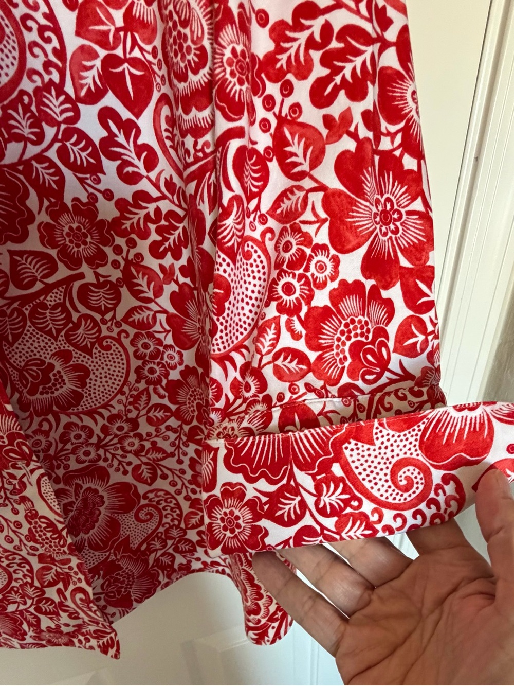 Chico's Red and White Floral Button-Down Shirt - Picture 5 of 6
